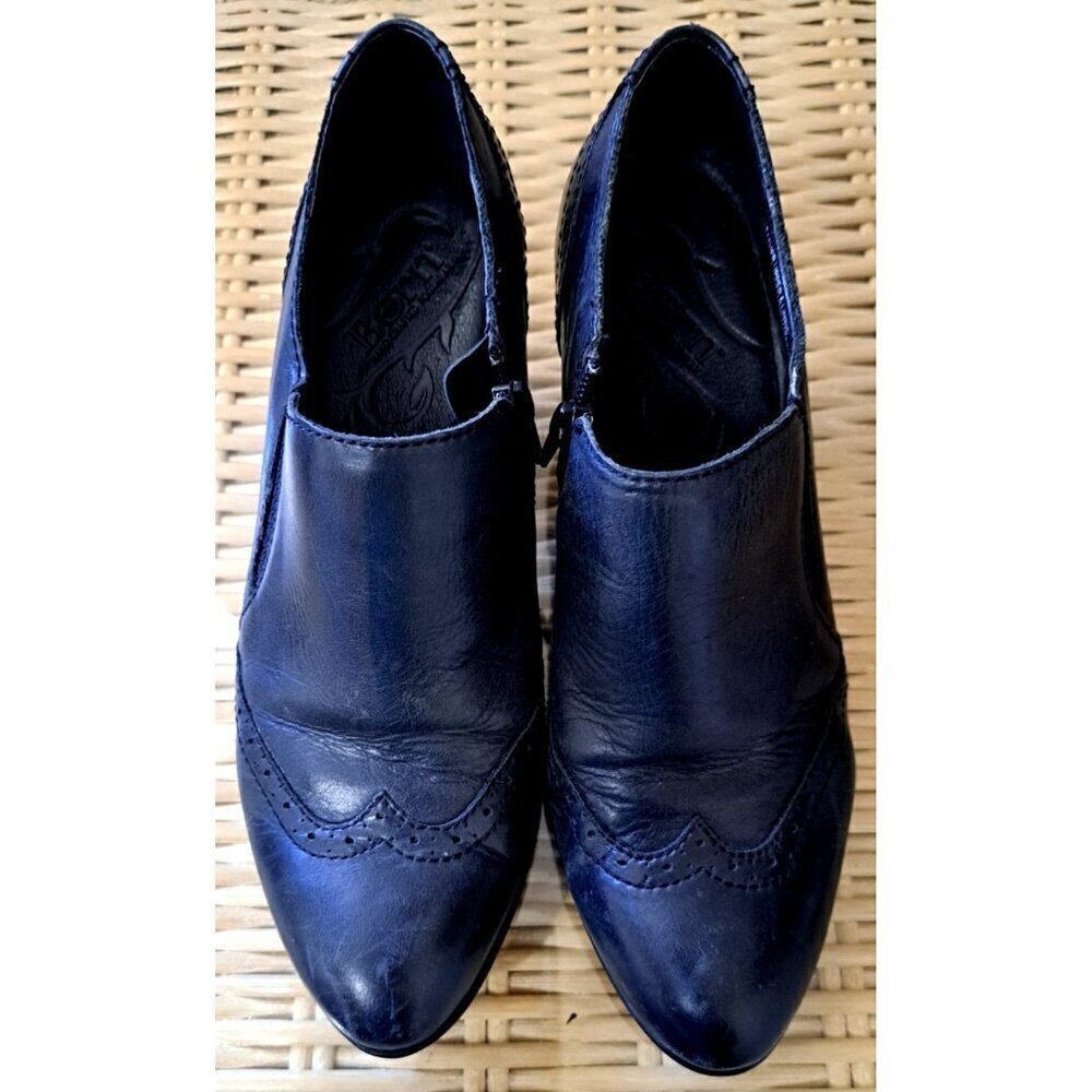 Born Women's Women's BLACK Size 7.5 Booties Leather Wing Tips